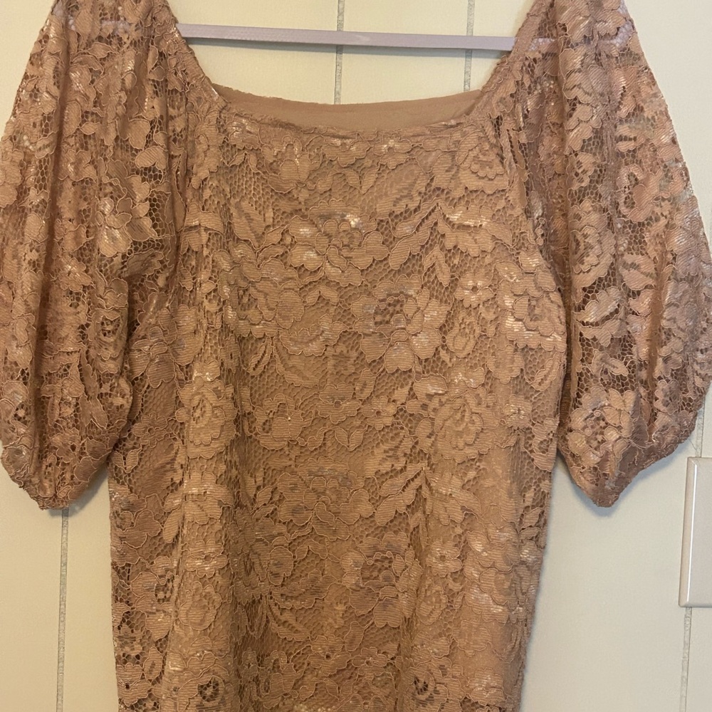 Elegant Lace Women's Top - Tan